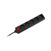 Przedłużacz 5 gniazd 3m typu francuskiego z przełącznikiem (3x1,5mm) Rebel czarny